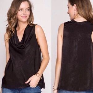 NWT Zara satin drape neck sleeveless top size M